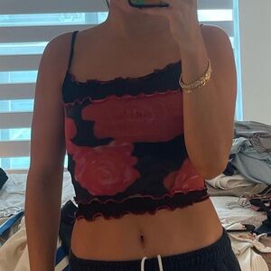 NWOT Urban Outfitters Mesh Rose Tank